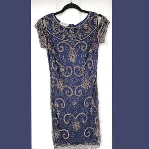 Beaded cocktail mini dress (Navy Blue)